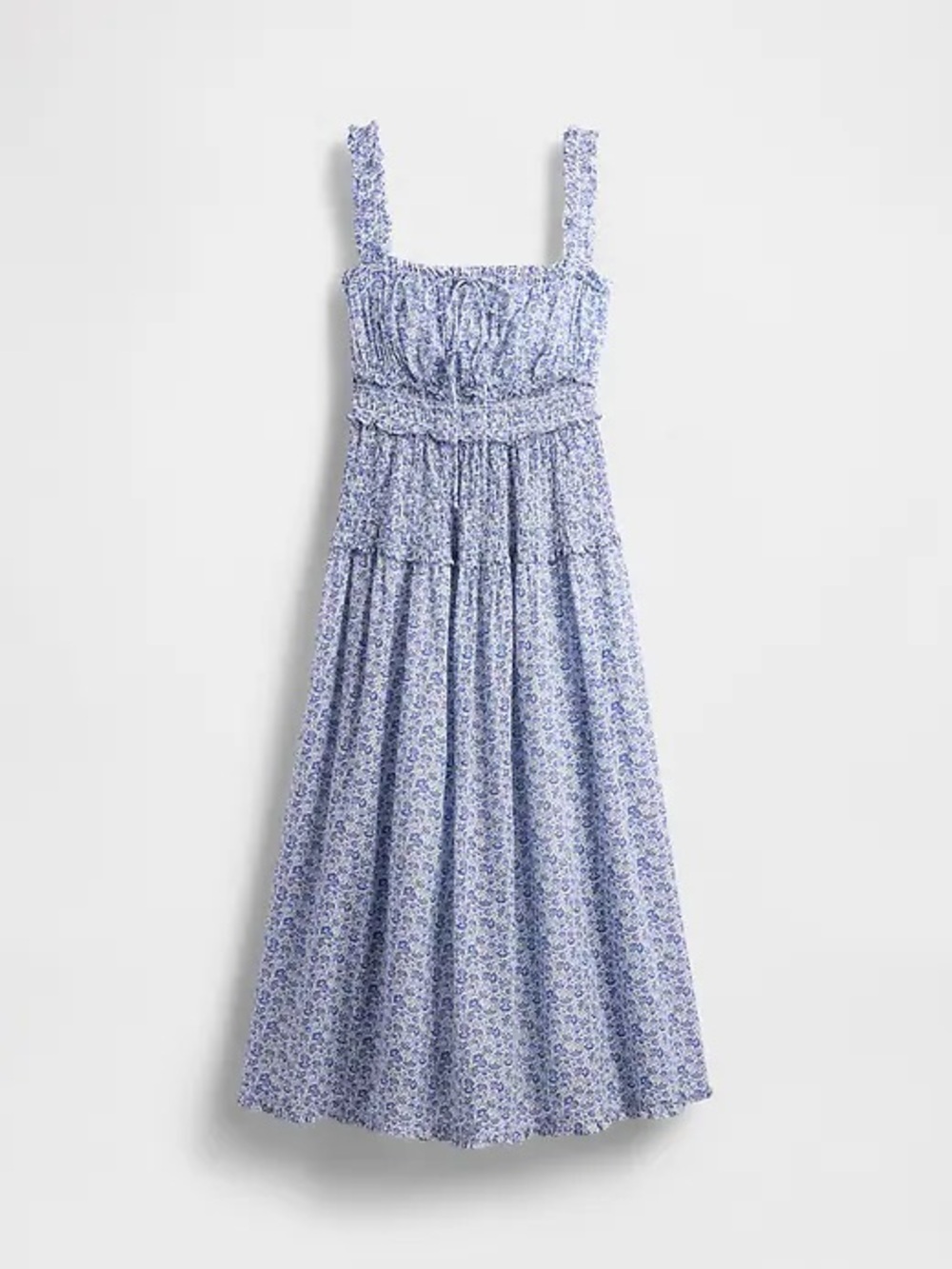 Like New Gap × DÔEN Floral Midi Dress - Blue Floral Smocked Dress - Women